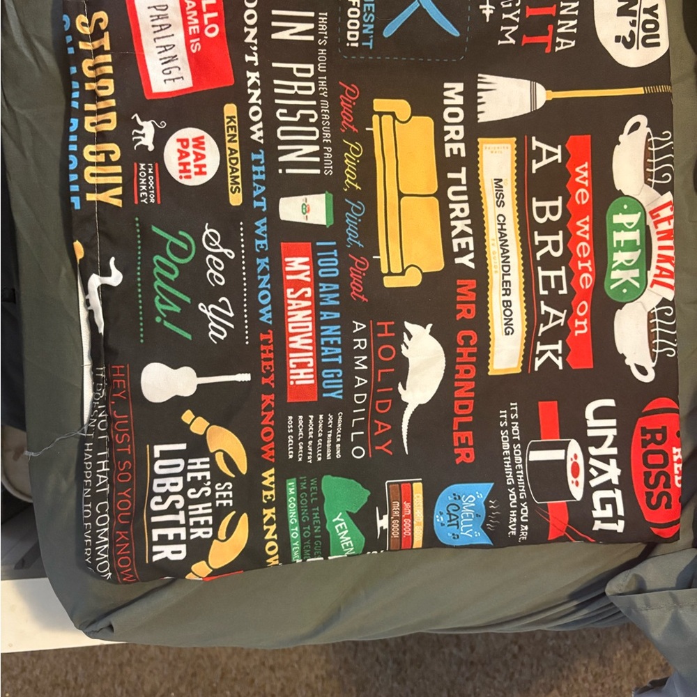 Friends Themed Pillowcase - Black and Multicolor